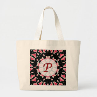 Monogram P Roze Harten op Black Mandala Jumbo Tas