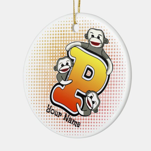 Monogram P Sock Monkey Keramisch Ornament (Links)