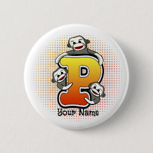 Monogram P Sock Monkey Ronde Button 5,7 Cm