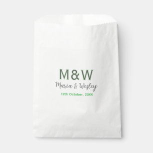 Monogram paar grijs groen moderne romantische date bedankzakje