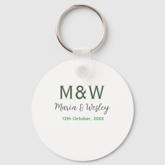 Monogram paar grijs groen moderne romantische date sleutelhanger (Voorkant)