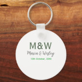 Monogram paar grijs groen moderne romantische date sleutelhanger (Voorkant)