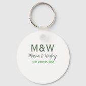 Monogram paar grijs groen moderne romantische date sleutelhanger (Achterkant)