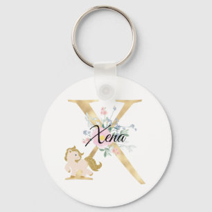Monogram paard schattig bloemig meisjesachtig eque sleutelhanger