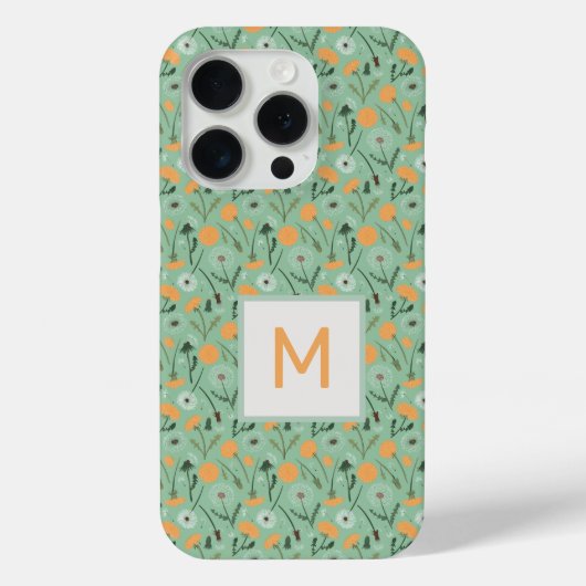 Monogram paardenbloem bloeit Sinaasappel bloemmoti Case-Mate iPhone Case (Achterkant)