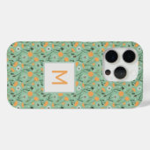 Monogram paardenbloem bloeit Sinaasappel bloemmoti Case-Mate iPhone Case (Achterkant (horizontaal))