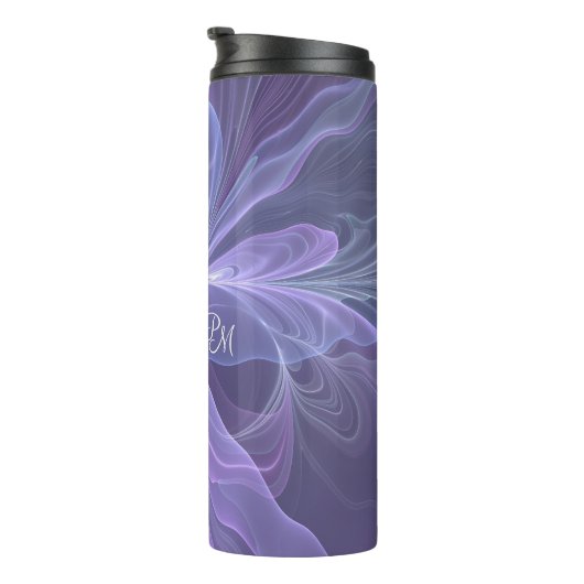 Monogram Paars Abstract Modern Fractal Thermosbeker (Geroteerd rechts)