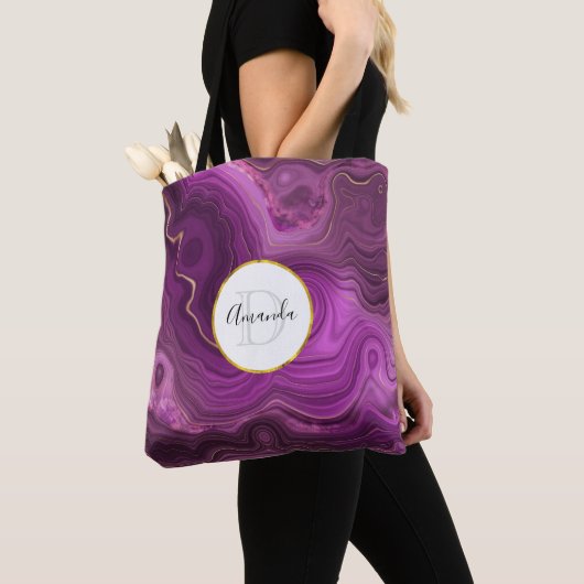 Monogram Paars Amethyst en goudhoudend Abstract Ag Draagtas (Dichtbij)