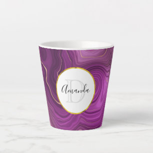 Monogram Paars Amethyst en goudhoudend Abstract Ag Latte Mok