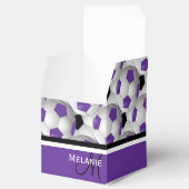 Monogram Paars Black Voetbal Patroon Bedankdoosjes (Geopend)