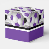 Monogram Paars Black Voetbal Patroon Bedankdoosjes (Achterkant)