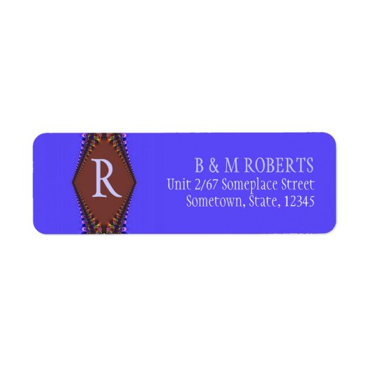 Monogram Paars Bruin Adres Etiket (Voorkant)