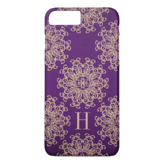 Monogram Paars en goudmeeuw iPhone 8 Plus / 7 Plus Hoesje