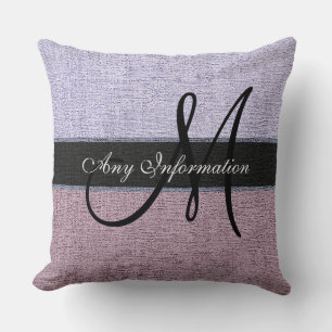 Monogram Paars en Silver Burlap Rustic Jute Kussen