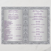 Monogram Paars en Silver Floral Wedding Programme (Achterkant)