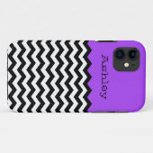 Monogram, Paars en wit Chevron iPhone/5S Case-Mate iPhone Case (Achterkant (horizontaal))