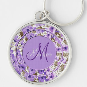 Monogram Paars en wit Sleutelhanger