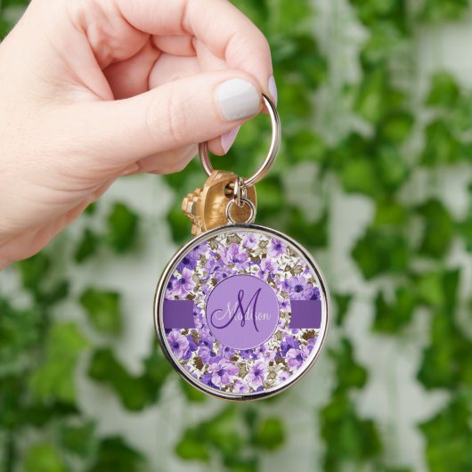 Monogram Paars en wit Sleutelhanger 2 (Hand)