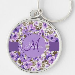 Monogram Paars en wit Sleutelhanger 2