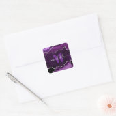 Monogram Paars en zilver Glitter Marble Agate Vierkante Sticker (Envelop)