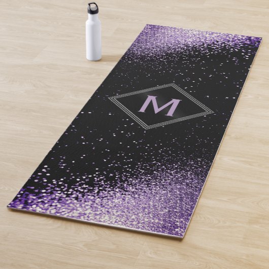 Monogram Paars Faux Glitter Yogamat (In situ)