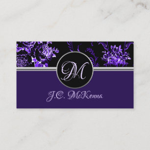 Monogram Paars Floral Visitekaartje 2