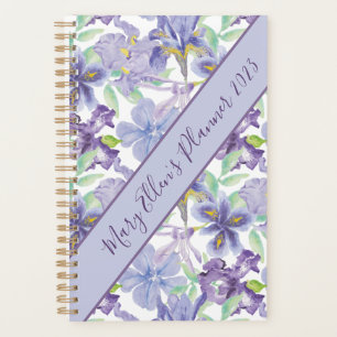 Monogram Paars Geel Iris Bloem Waterverf Jaar Planner