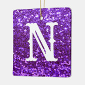 Monogram Paars Glitter Metallic Kerstmis Keramisch Ornament (Links)