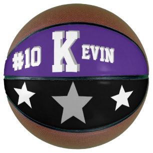 Monogram Paars, Grijs en Wit Basketbal