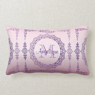Monogram Paars Lijst Fancy Lace Girly Lila Kussen