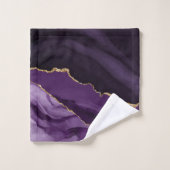 Monogram Paars marmer Agate Gold Glitter Bad Handdoek (Wasdoekje)
