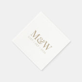Monogram Paar's Moderne Bruiloft Goud Wit Servet (Hoek)