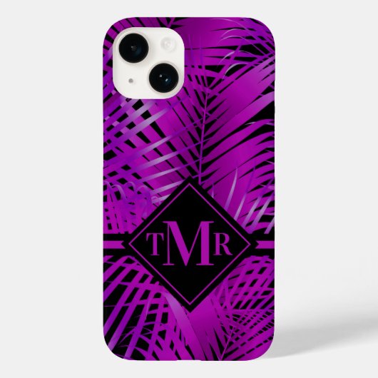 Monogram Paars Palm Case-Mate iPhone Case (Achterkant)