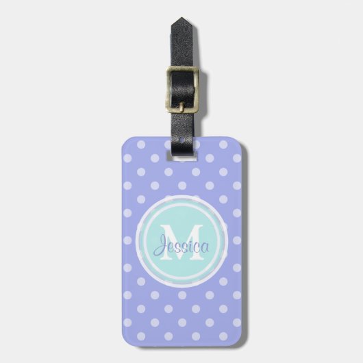 Monogram Paars Polkadot Bagagelabel (Voorkant verticaal)