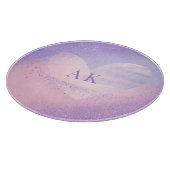 Monogram Paars Roze Gradiënt Hart Snijplank (Hoek)