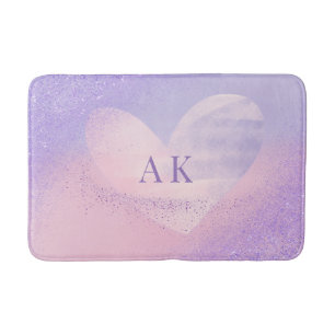 Monogram Paars Roze Verlopen Hart Badmat