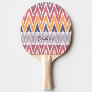 Monogram Paars Sinaasappel Ikat Chevron Zig Zag Pa Tafeltennisbatje