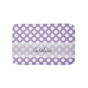 Monogram Paars White Trendy Fun Polka Dot Pattern Badmat