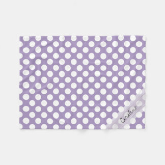 Monogram Paars White Trendy Fun Polka Dot Pattern Fleece Deken
