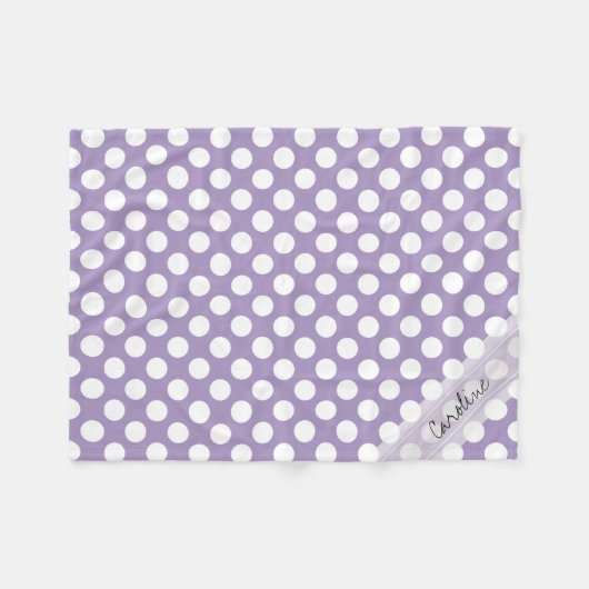 Monogram Paars White Trendy Fun Polka Dot Pattern Fleece Deken (Voorkant (Horizontaal))
