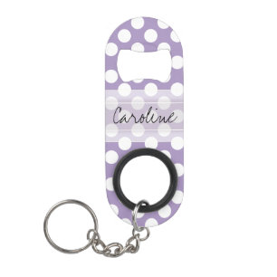 Monogram Paars White Trendy Fun Polka Dot Pattern Mini Flessenopener