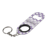 Monogram Paars White Trendy Fun Polka Dot Pattern Mini Flessenopener (Voorkant Gekanteld)