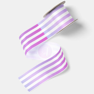 Monogram Paars & Witte Strepen Lint