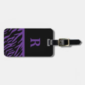 Monogram Paars Zebra Stripe Bagagelabel (Voorkant horizontaal)