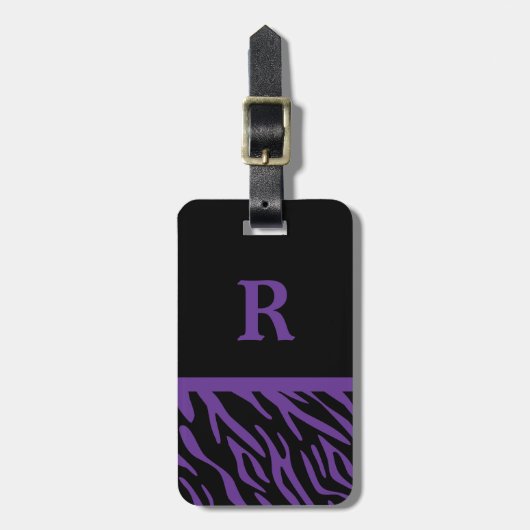 Monogram Paars Zebra Stripe Bagagelabel (Voorkant verticaal)