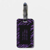 Monogram Paars Zebra Stripe Bagagelabel (Achterkant verticaal)