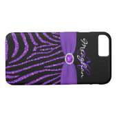 Monogram Paars, zwart Glitter Zebra iPhone 7 Hoesj Case-Mate iPhone Case (Achterkant (Horizontaal))