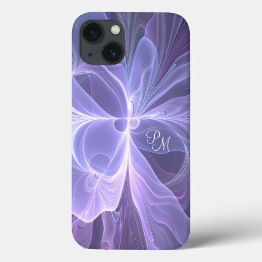 Monogram Paarse Abstracte moderne fractal Initiale Case-Mate iPhone Case (Achterkant)