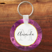 Monogram Paarse Amethyst en Goud Agate Sleutelhanger (Voorkant)