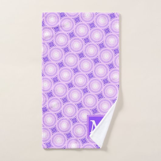 Monogram paarse cirkels bad handdoek (Handdoek)